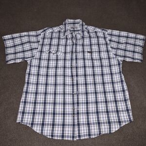 Carhartt Short-Sleeve Plaid Button-Down Shirt - Navy & White